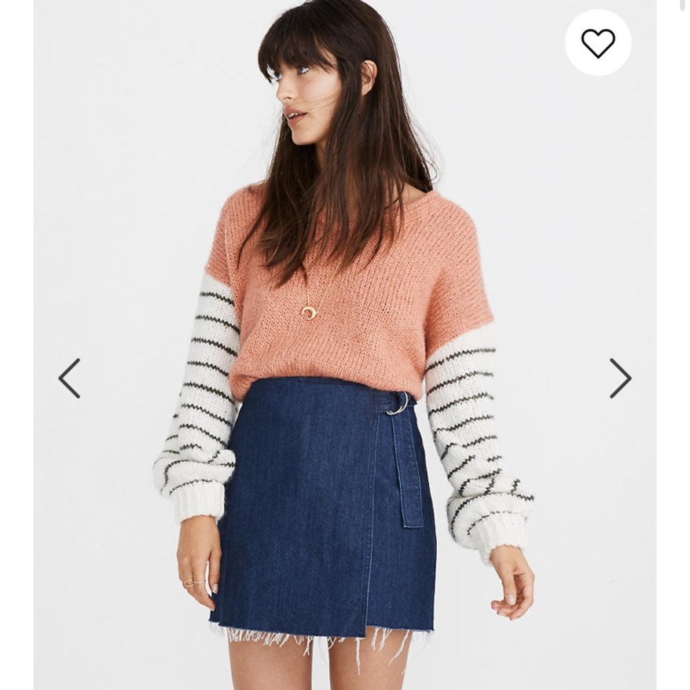 MADEWELL denim raw-hem mini wrap skirt